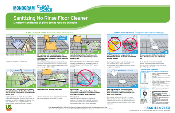Monogram Clean Force EZ Sanitizing No Rinse Kitchen Floor Cleaner